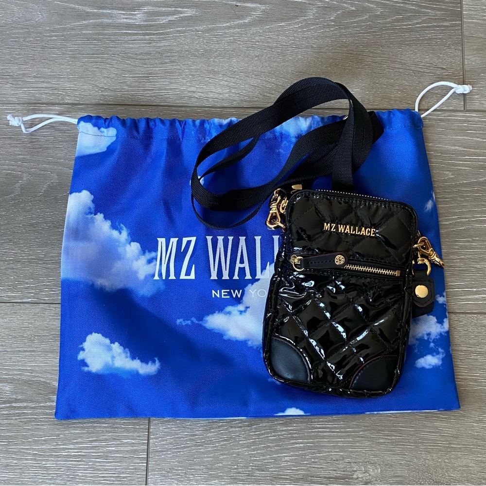 MZ Wallace Micro Crosby Bag, Black Lacquer - BRAND NEW
